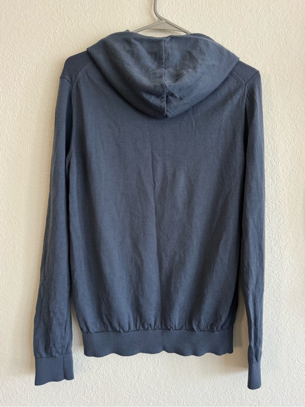 REISS 100% Extra Fine Merino Wool Hoodie Blue Lightweight Knit Sweater Size S - Picture 9 of 13